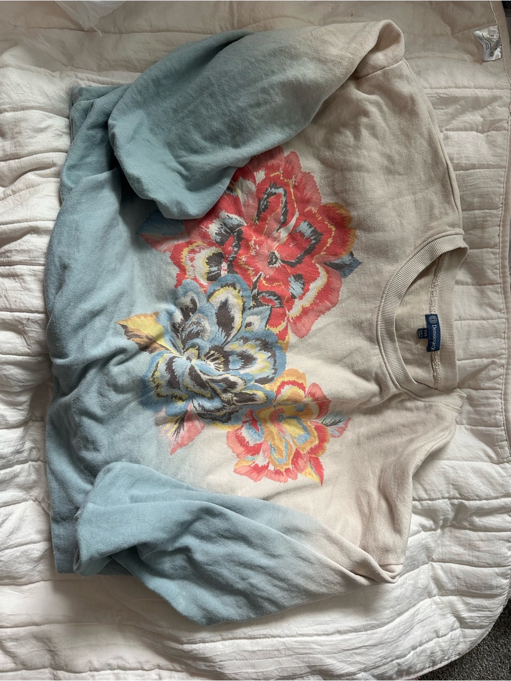 Democracy Cream Ribbed-Neck Pullover Sweatshirt